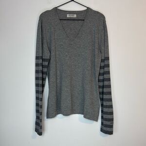 Gray V-Neck Sweater for Women